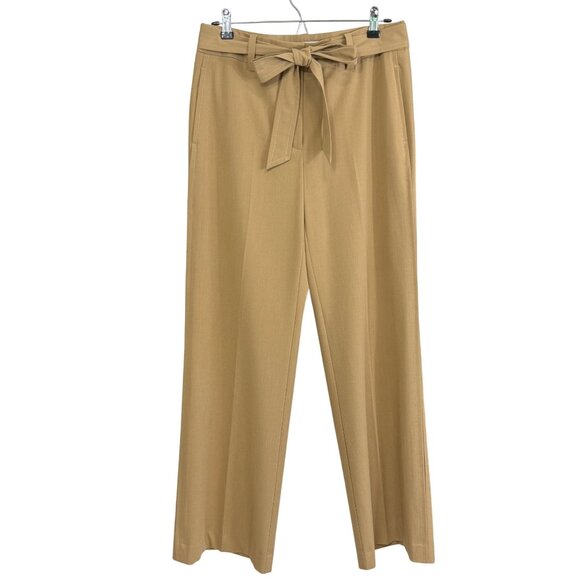 Trina Turk Womens Beige Tie Front Wide Leg Trousers Sz 6 USA Made - Picture 1 of 7